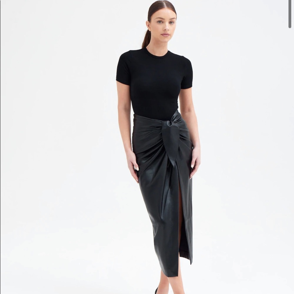 LEATHER WRAP MIDI SKIRT - Brand new, with tags!